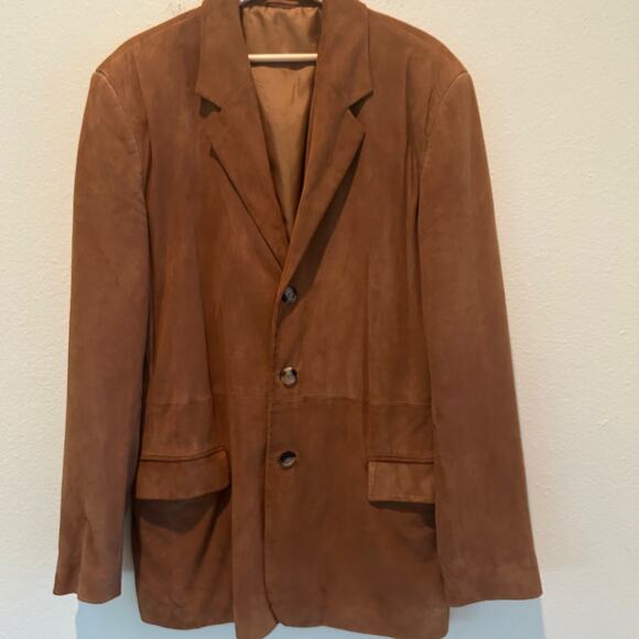 IL Perseo Jacket Suede Italian Leather Mens Mid Length Lightweight Camel - Picture 1 of 15